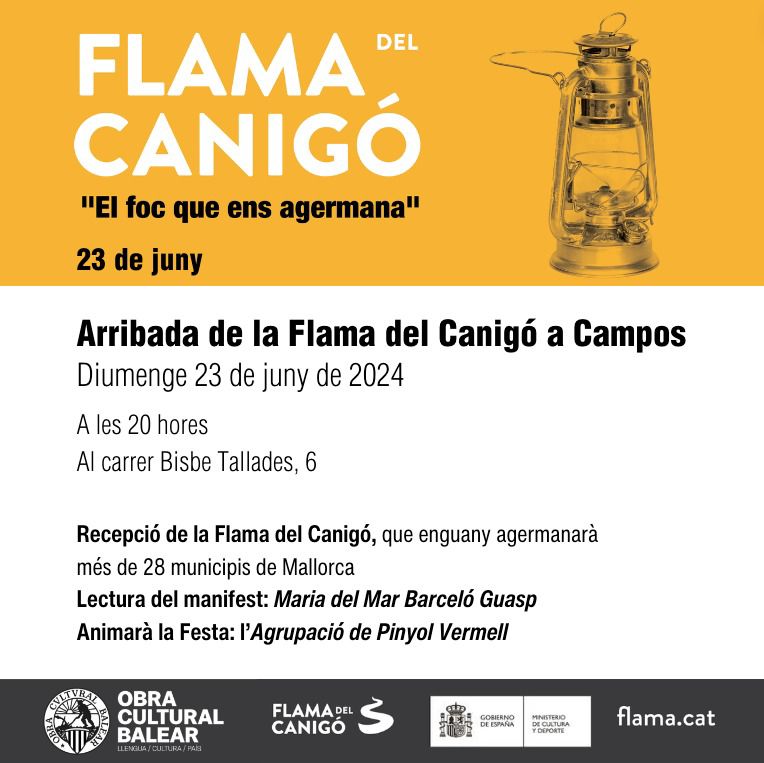 La flama del Canigó arribarà a Campos per Sant Joan