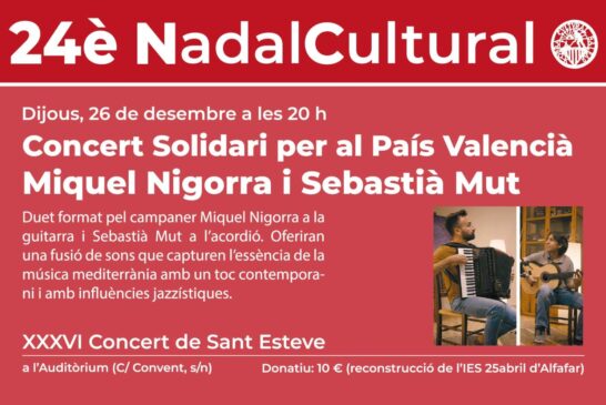 Concert solidari per recaptar fons per València